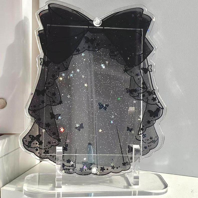 Новая Черная Фоторамка-Вуаль с Бантом, Звездой и Блестящей Карточкой, Держатель для Карточек, Звездопад, Маленькая Карточка 3 дюйма, Стиль INS, Рамка для Хранения и Демонстрации