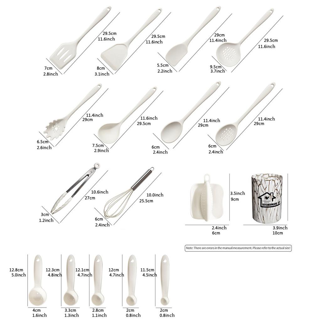 18pcs Silicone Kitchen Utensils Set with Holder Measuring Spoons Oven Mitts Nonstick Cooking Utensils Kitchen Gadgets
