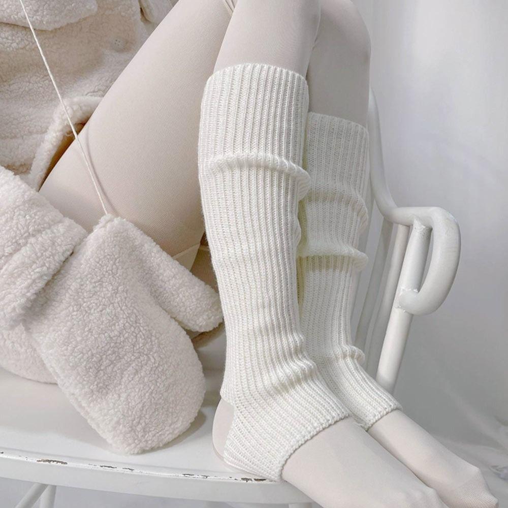 1 Pair Warm Knitted Winter Leg Warmers Long Footless Socks Leggings Knee High Socks