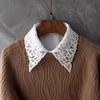Handmade White Fake Collar for Women Lapel Shirt Detachable Collar Sweater Suits Removable Half Shirt False Collar Neck Ties