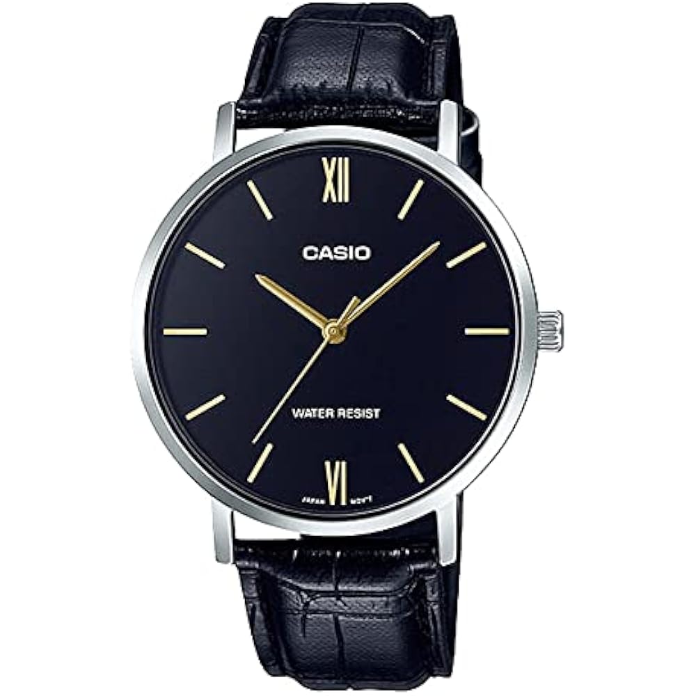 [Casio] CASIO Quartz Men's Watch MTP-VT01L-1B Black x Black Leather Band Overseas Model [Parallel...