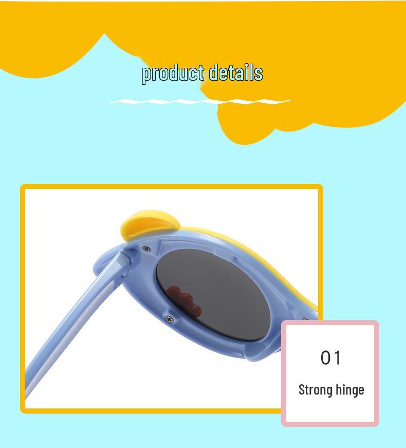 Polarized Cartoon Sunglasses for Kids - Soft Silicone, Childlike Design, Anti-UV Protection for Boys and Girls.