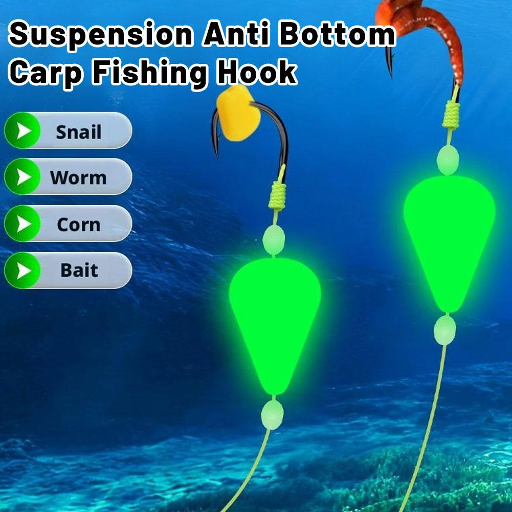 1 PCS Luminous Reverse Off Bottom Double Hook Line Set Reverse Fishing Hook Subline Teaser Fishing European Carp Inverted Rig