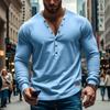 Men's Solid Color Thin Long Sleeved T-shirt Casual Base Slim Button V-neck Cardigan