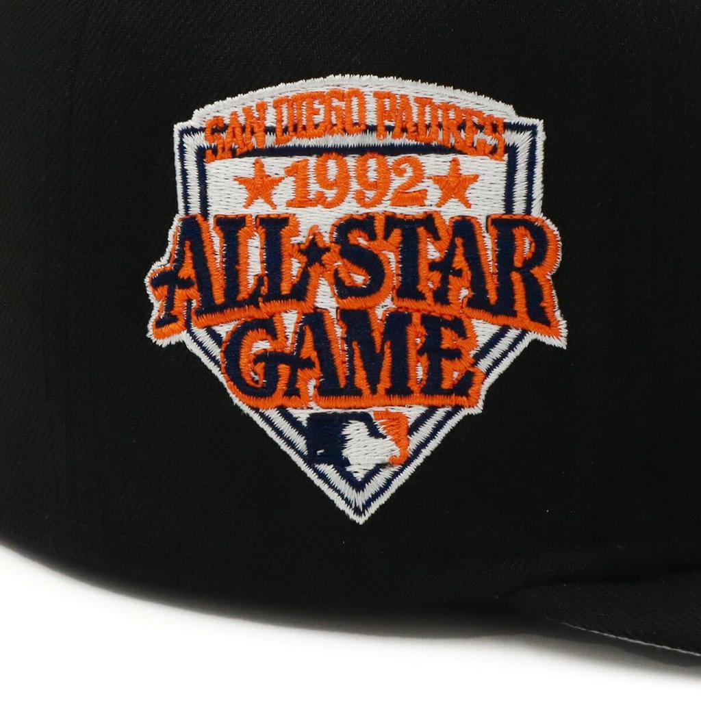 Кепка newera 59FIFTY 14561974 NER35C7098 MLB San Diego Padres SD черная черная 7 боковых накладок под козырьком ONSPOTZ изготовленная на заказ кепка Gokyu Fifty Newera Deep BB