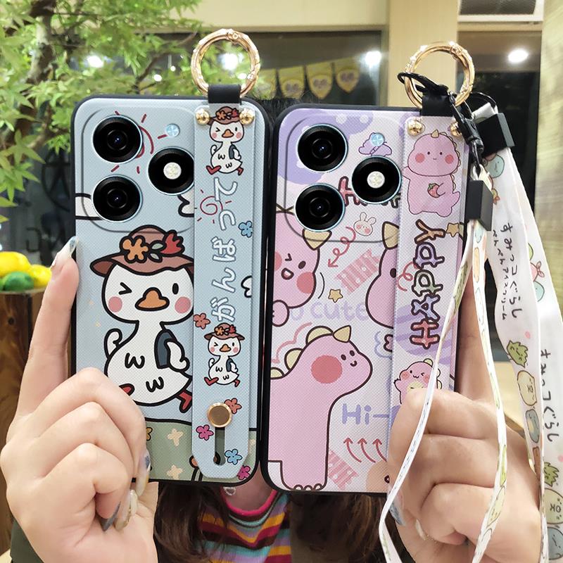 Dirt-resistant Fashion Design Phone Case For Tecno Spark20/KJ5 Shockproof Anti-knock Durable Waterproof Ring Lanyard