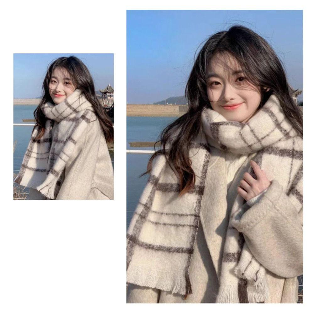 Winter Plaid Scarf Warm Long Pashmina Fashion Cashmere Scarves  Women