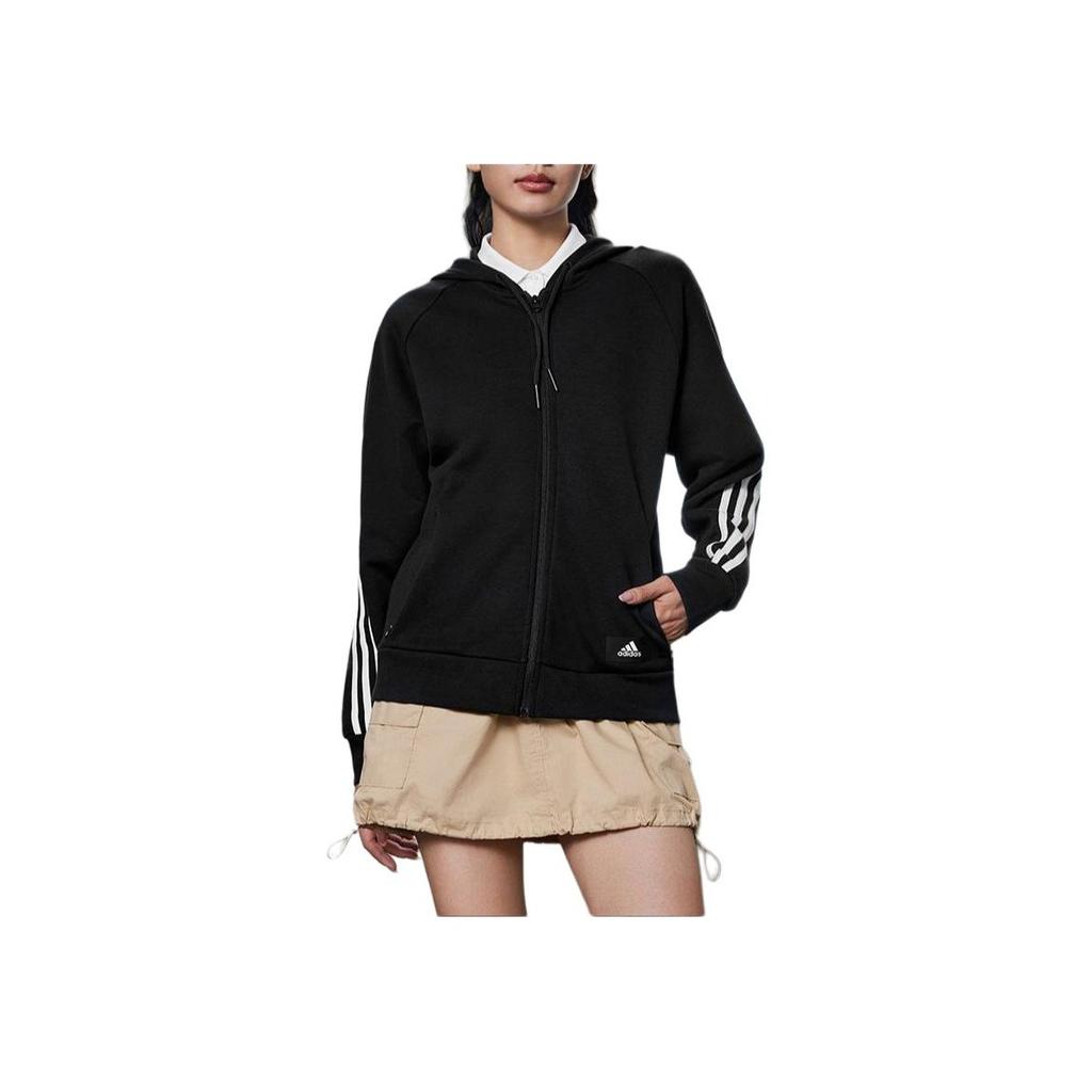 Adidas Спортивная куртка с капюшоном в полоску с цветными блоками Женские куртки черные H57287