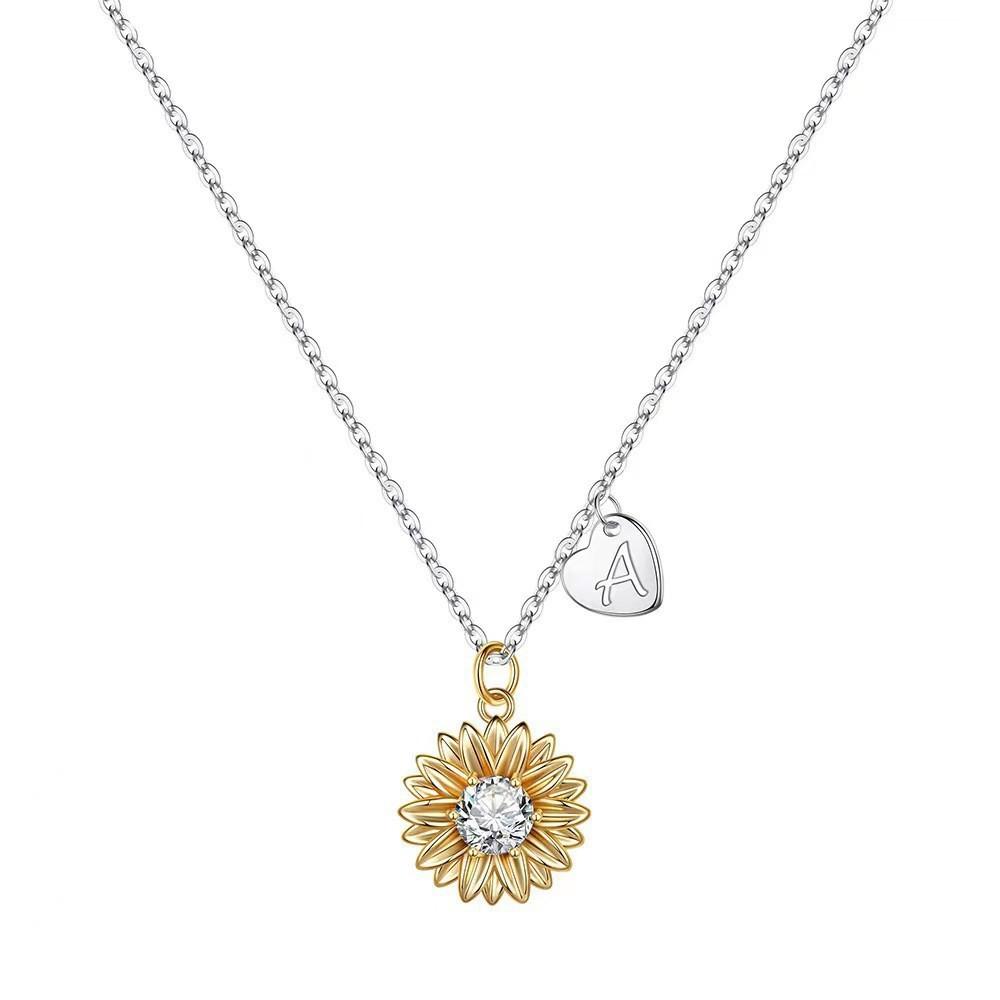 S925 Silver Versatile Necklace for Women, Elegant Sunflower Pendant, Gold-Plated Clavicle Chain