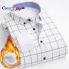 Cozy Up Men Fleece Shirt Autumn Winter Male Long Sleeve Plaid Shirt Thick Fleece Lined Soft Casual Flannel Warm Dress Shirt