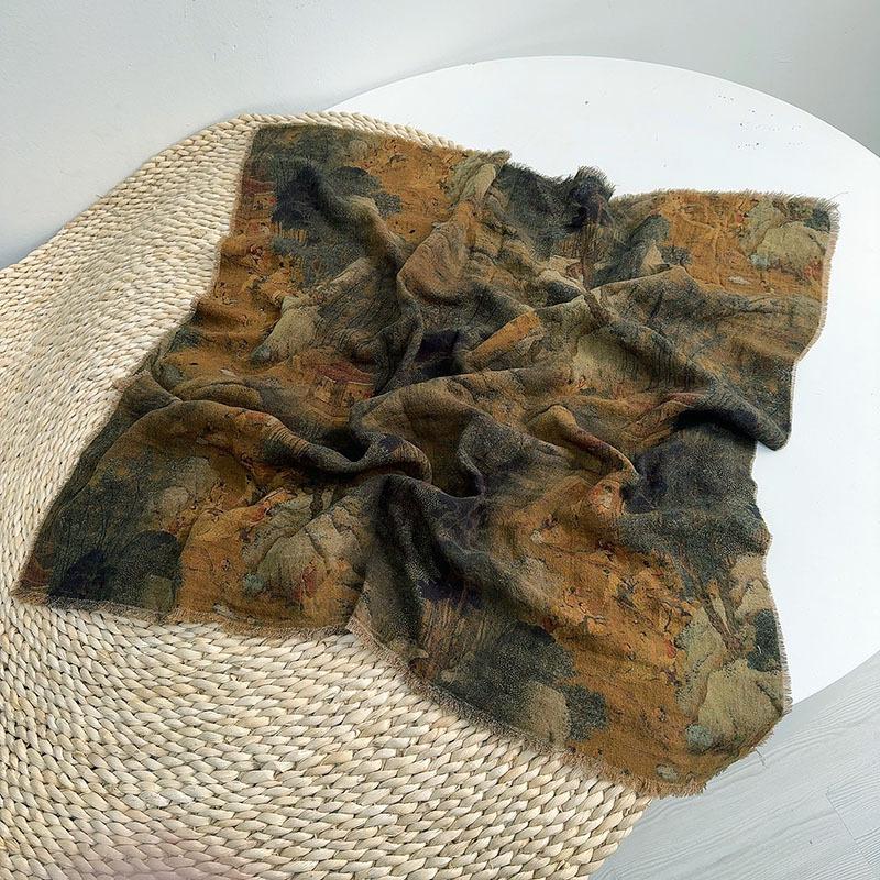 Шелковый треугольный шарф в стиле ретро - тонкий летний женский аксессуар для шеи