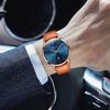 Ultra Thin Simple Casual Business Japanese Quartz 40mm Genuine Leather Unisex Band Rose Gold Blue Men's Watch, 6.5MM, Fashion, Watch, Movement, Dial,