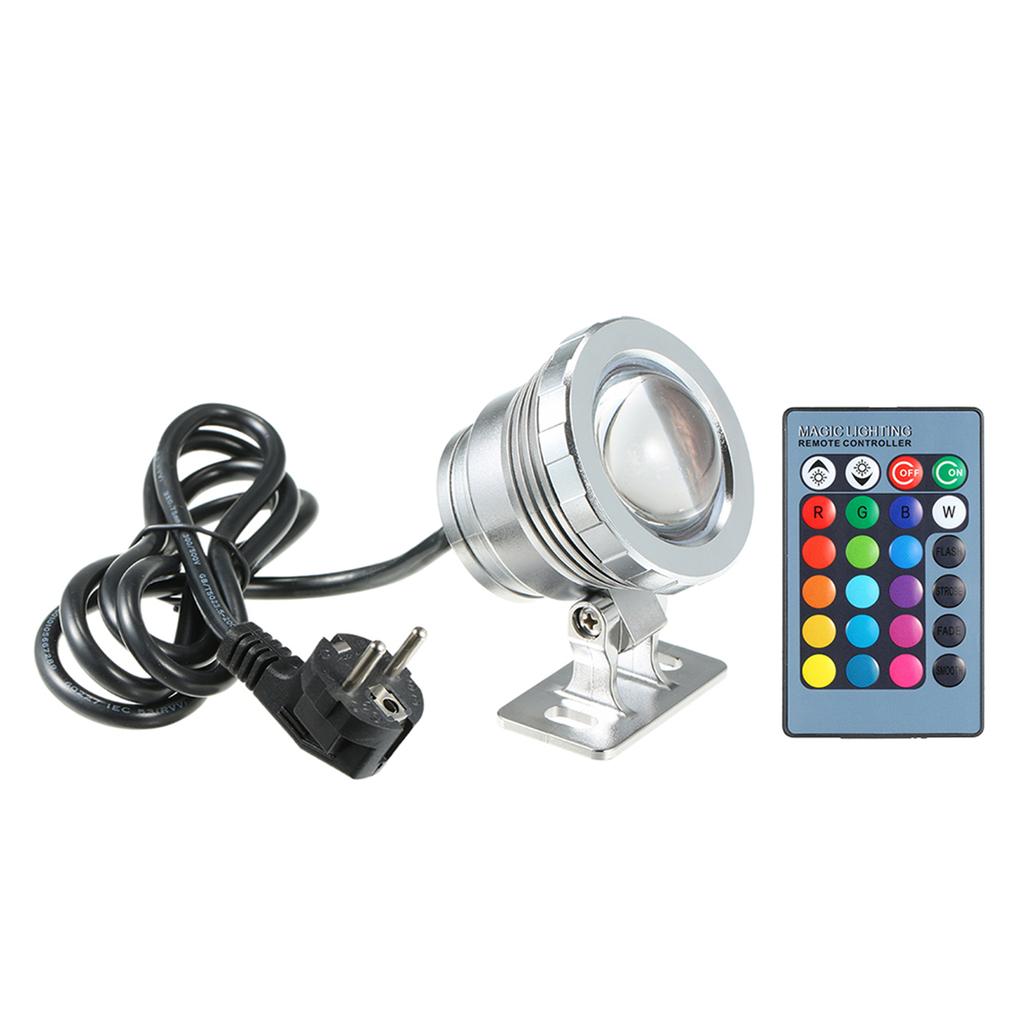 AC85-265V 10W RGB LED Underwater Light Submersible Lamp with Remote Control 16 Colors Changing