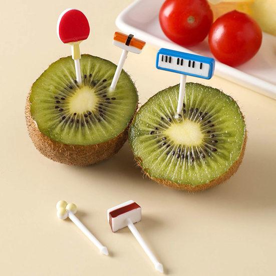 5/6/10Pcs Fruit Fork Reusable Cartoon Cute Chick Food Selection Mini Dessert Toothpick