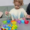 Colorful Early Education Toy Rainbow Counting Pompoms Pompoms Tweezers Toy  Kids Early Education