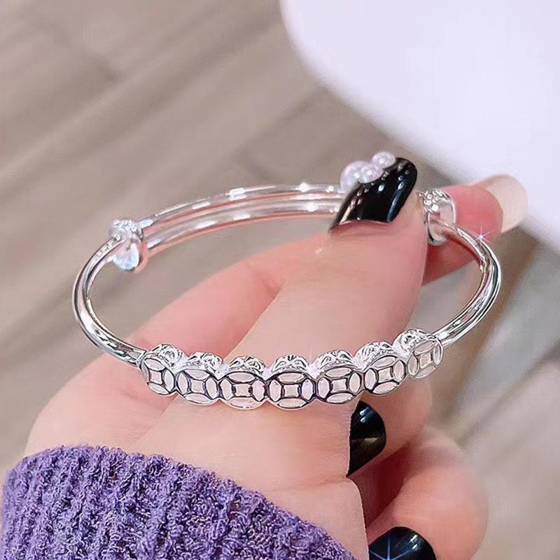 Серебряные бусины медные монеты браслеты для женщин девушка подарок Lucky Rich браслеты вечеринка свадебные аксессуары ювелирные изделия