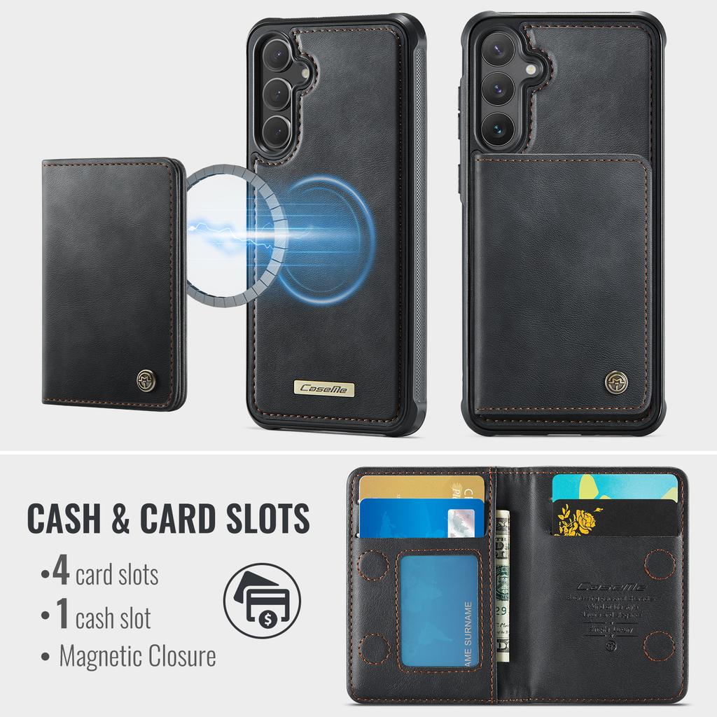 For Samsung Galaxy S25 FE Magnetic Case CASEME ME80 Series Leather PC TPU Phone Cover with Detachable Wallet