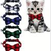 Cat Collars with Bell & Cute Bowtie Adjustable Plaid Polyester Collars for Cats, Kittens & Small Dogs Pet Safety Collar Pet Accessory
