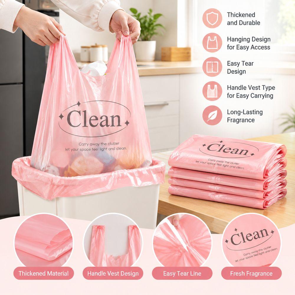 50Pcs Pull-Tear Printed Trash Bags Thickened Vest Bags New Garbage Bags Kitchen