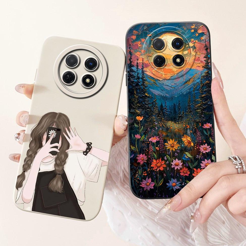 For Realme 12 5G Case For Realme 12X 5G Cover RMX3998 Luxury Fashion Flowers Kawaii Girl Cute Cat Shockproof Phone Case Funda