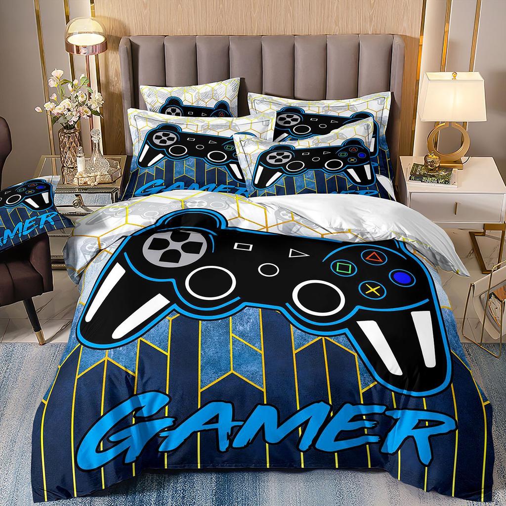 3D Gamepad Bedding Set Microfiber Quilt Cover Three-Piece Set