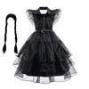 Wednesday Cosplay For Girls Costume Movie Addams Dresses for Girl Kids Mesh Party Dresses Halloween Carnival Costumes 4-12Yrs