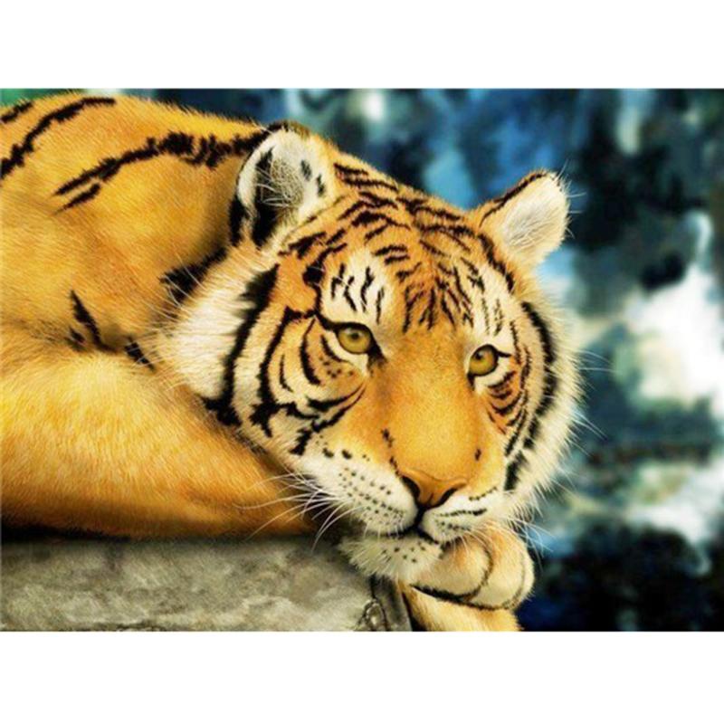 DIY Тигр 5D алмазная живопись полная круглая дрель смола животное Алмазная вышивка крестиком мозаика комплект настенное искусство домашний декор подарок