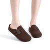 Fashion Crestar Women's Suede Clogs Slippers Comfort Double Buckle Flat Mules Retro Potato Shoes Fashion Lady Soft Insole Leisure Shoes