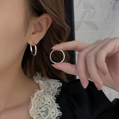 Серьги-кольца из серебра 925 пробы Простые круглые украшения Подарок для женщин Элегантные Сексуальные Модные