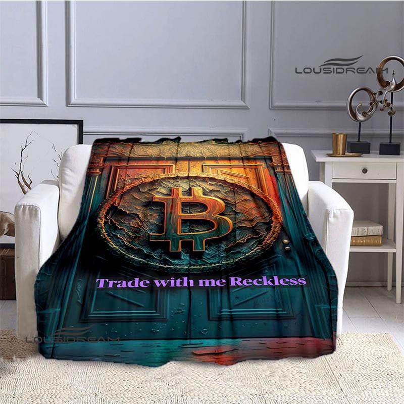Bitcoin Fashion Printed Blanket Kids Warm Blanket Flannel Soft Cozy Blanket Sofa Bed Blanket Travel Blanket Birthday Gift