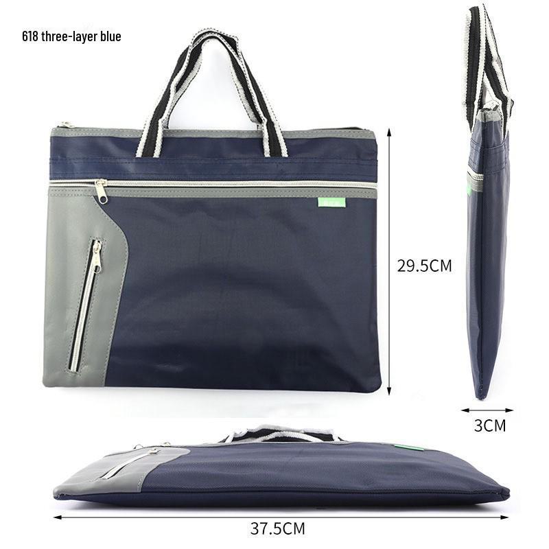 Мужской двухслойный водонепроницаемый офисный портфель большой вместимости с отделениями для компьютера и документов