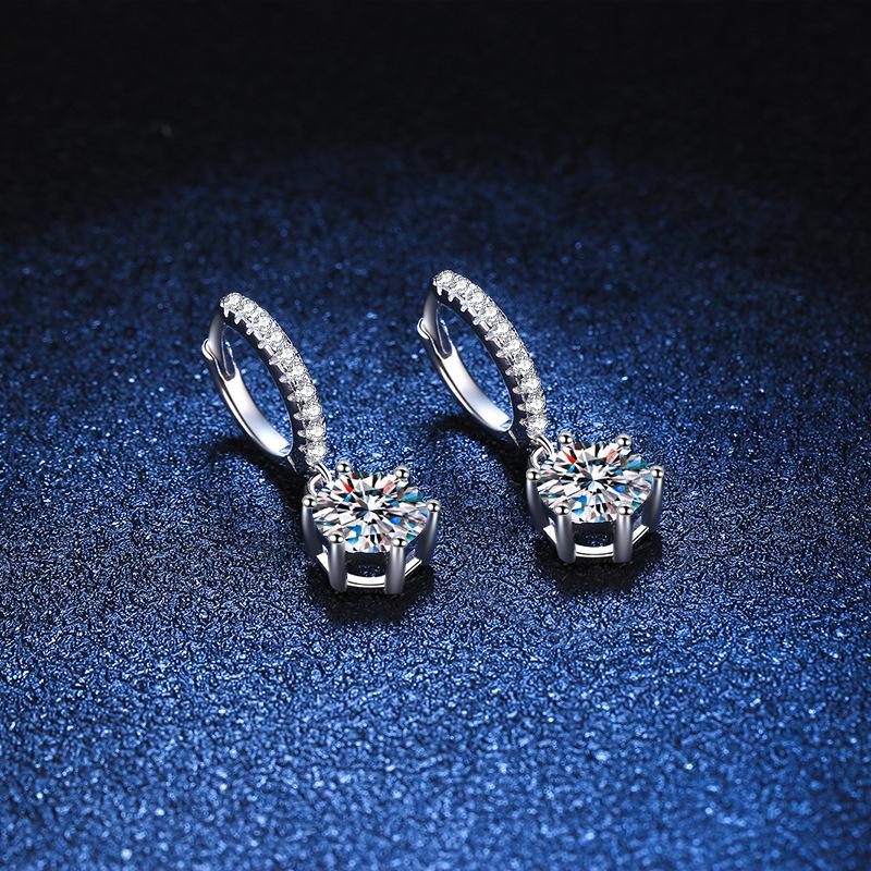 White Gold Plated 2ct Moissanite Drop Earring For Women Sparkling Diamond Earring Wedding Jewelry S925 Sterling Silver