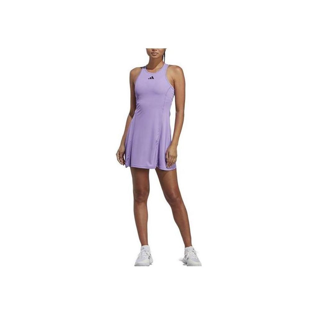 Adidas Round Neck Pullover Solid Color Short Sleeveless Dress Women Dresses Purple HZ4284