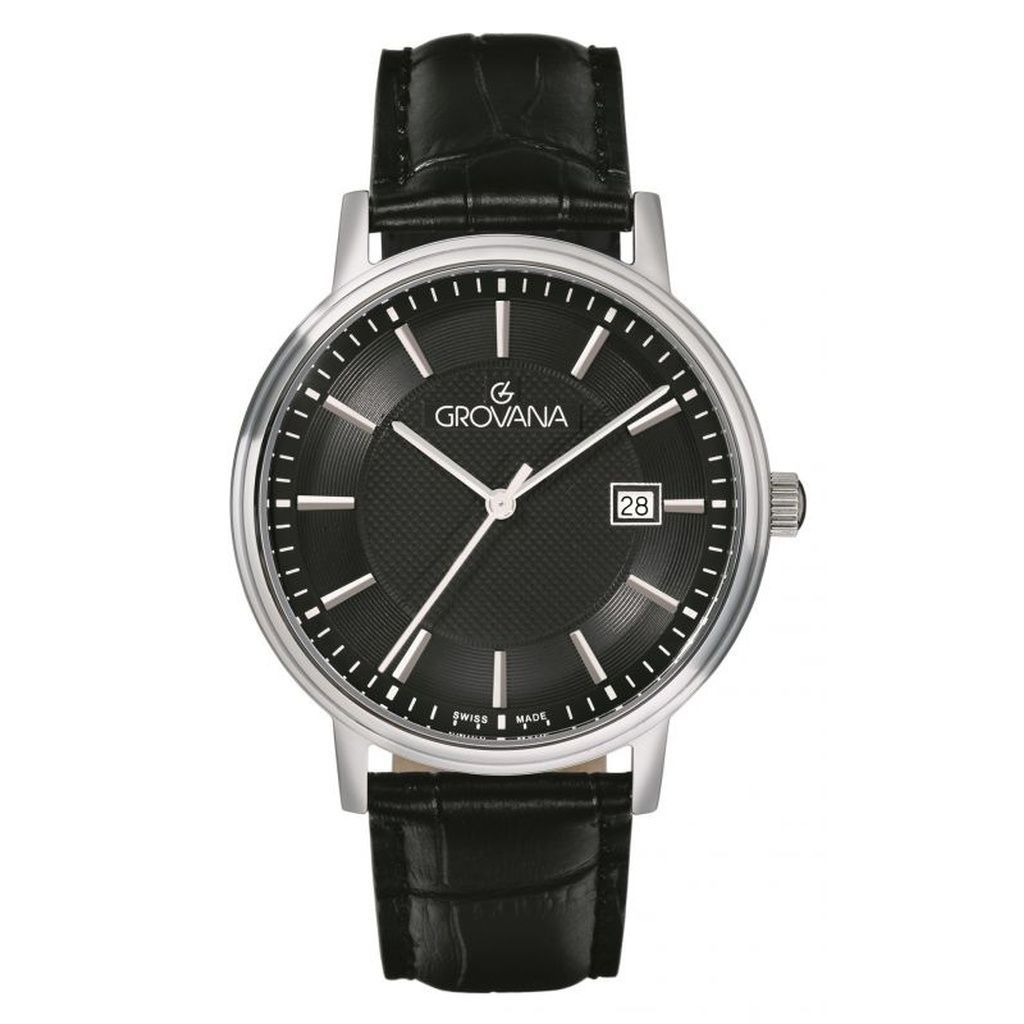 Grovana Kensington Traditional Кожаный ремешок Черный циферблат Кварцевые 1550.1534 Мужские часы