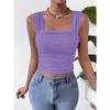 Женский укороченный топ без рукавов с открытым пупком, квадратным воротником и жилетом на бретелях