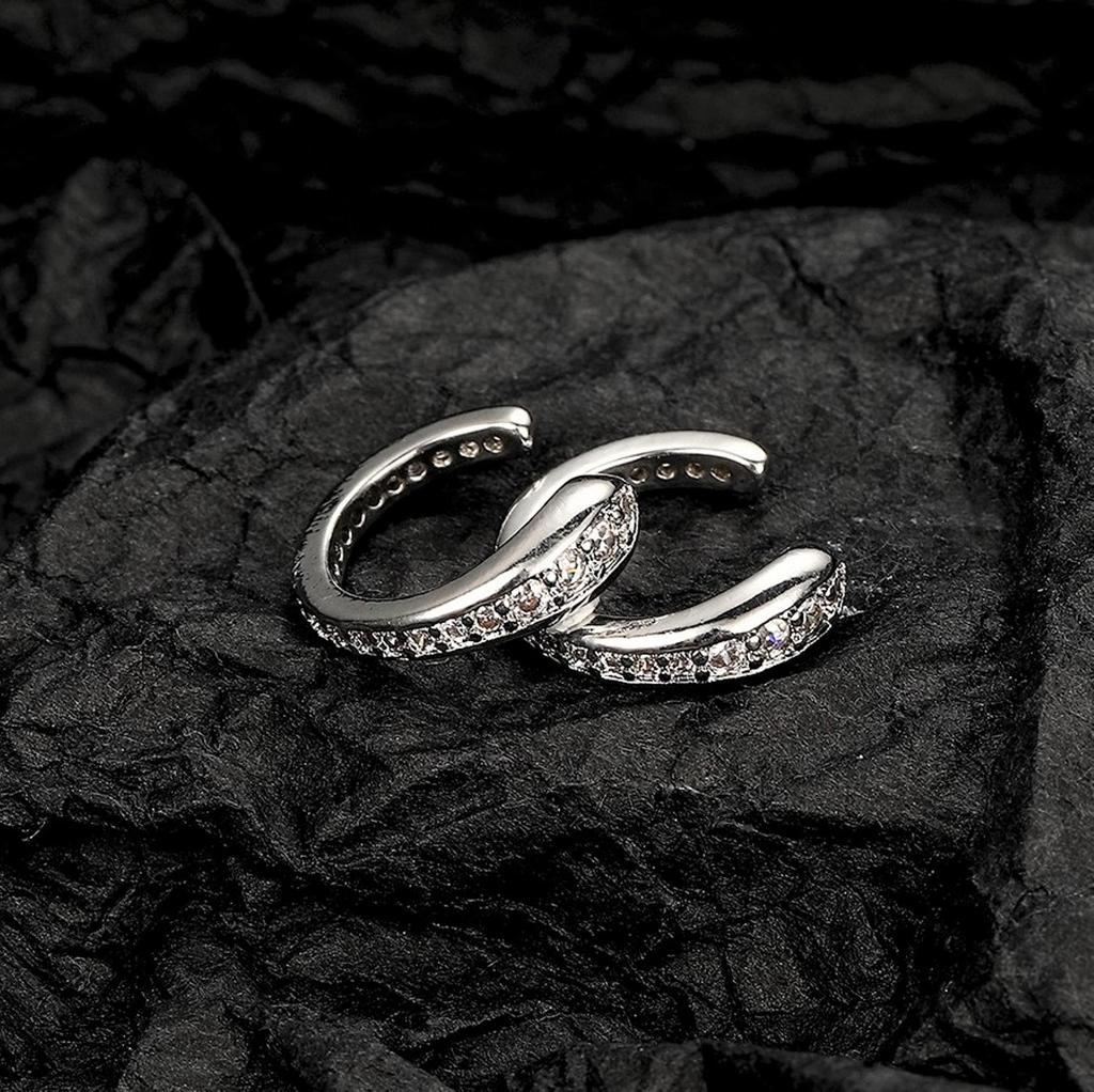 Ювелирные изделия Bellitia из стерлингового серебра, бинауральный комплект из кубического циркония, модные стильные серьги-клипсы из стерлингового серебра 925 пробы с платиновым покрытием, аллергия на металл