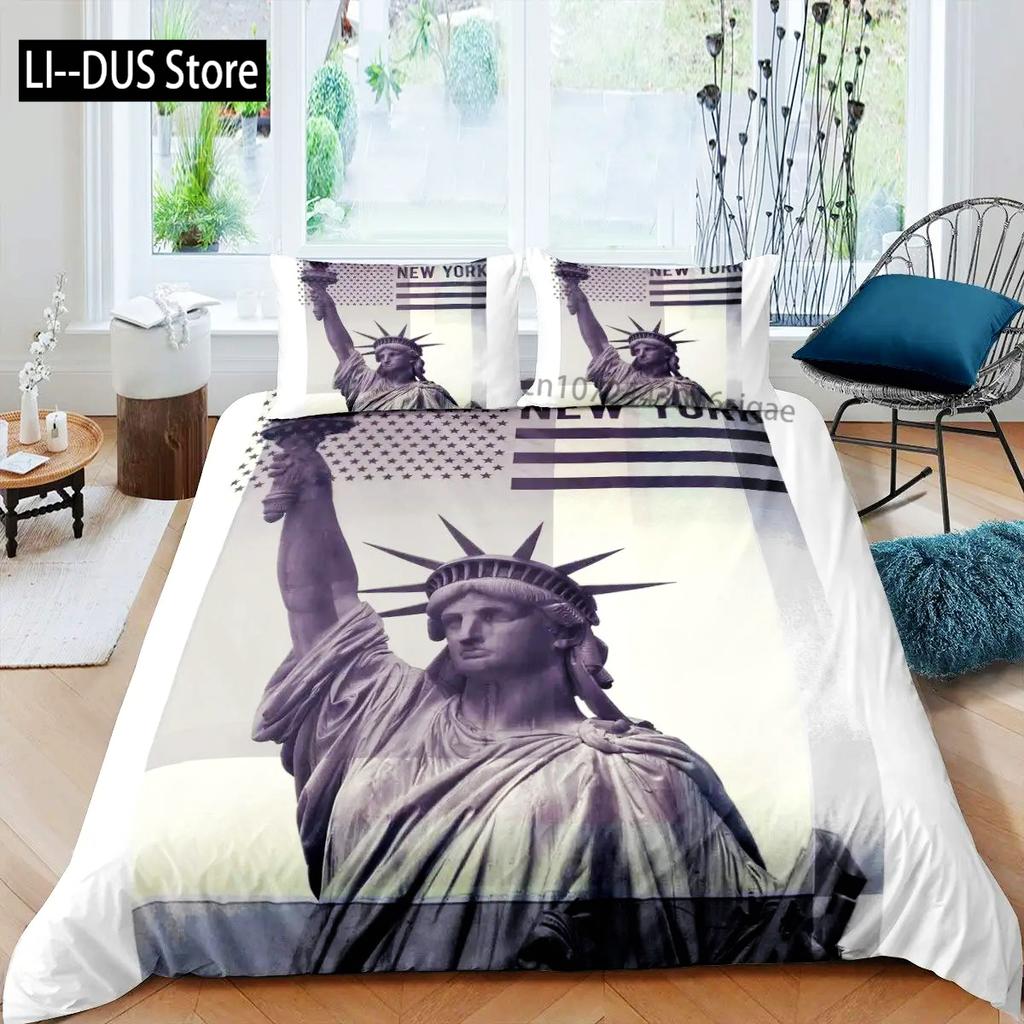 New York Duvet Cover Set Skyline Print Decorative 2/3 Piece Bedding Set With Pillow Shams Twin Full Queen King Size Room Decor
