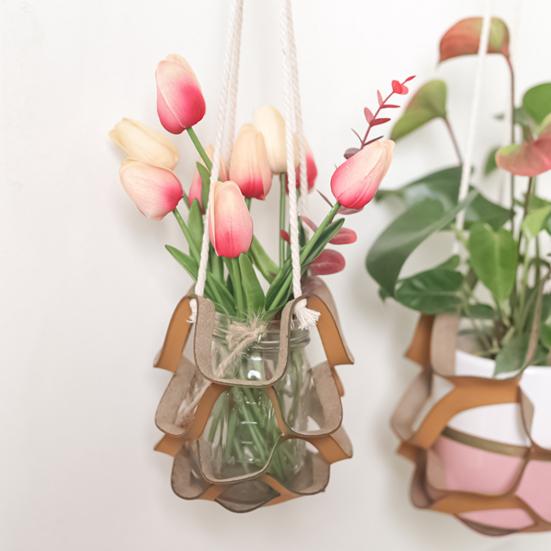 Подвесная корзина Многофункциональная полая подвесная корзина из искусственной кожи с суккулентами для проектов озеленения