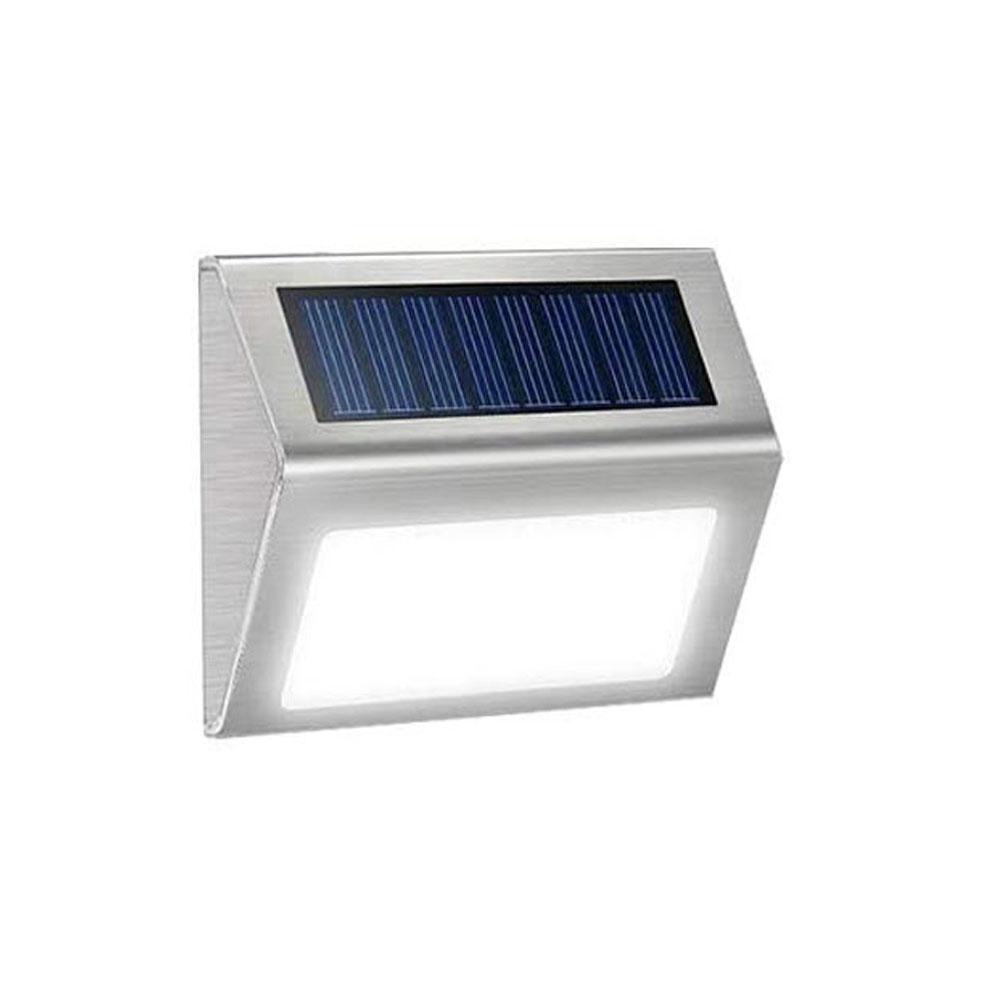 Led Solar Stainless Steel Wall Lamps Auto Light Sensor 3leds Wireless Lights Waterproof Cold Warm White Charge Step Fence Modern