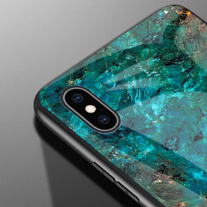 Чехол для телефона с мраморным узором из закаленного стекла и мягкой резиновой рамкой из ТПУ для iPhone Samsung Huawei Xiaomi