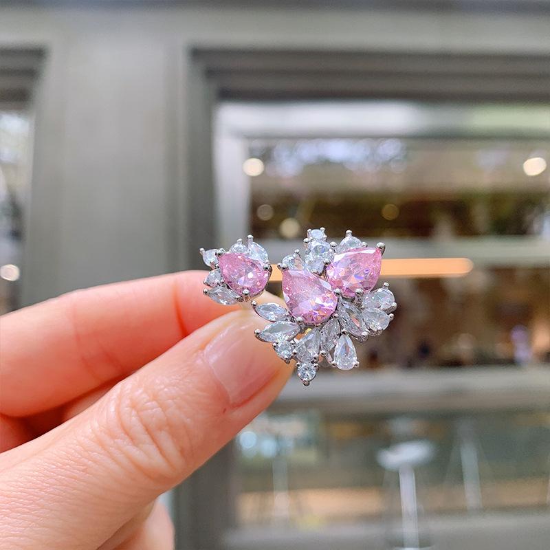 Имитация желтого бриллианта открытое кольцо женское преувеличенный нерегулярный циркон имитация красного голубиного кольца кровь мода