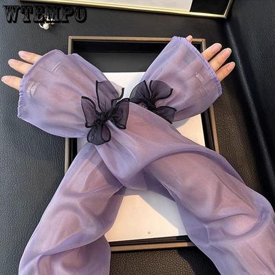 Солнцезащитные рукава Ice Silk, женские летние рукава-банты, перчатки с защитой от ультрафиолета, широкие рукава Ice