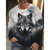 Популярная футболка серии Animal Wolf с 3D-принтом для мужчин, уличная верхняя одежда, повседневные футболки с длинным рукавом и круглым вырезом