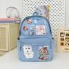 Student Simple Backpack With Transparent Compartments And Pendant Badges