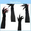 Halloween Long Vampire Claw Gloves With Fake Nails For Cosplay Costume Party