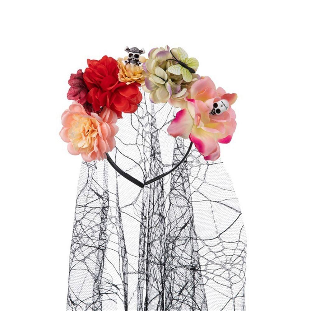 Свадьба Хэллоуин Роза Цветок Головной Убор Черный Вуаль Цветочный Головной Убор Женщины