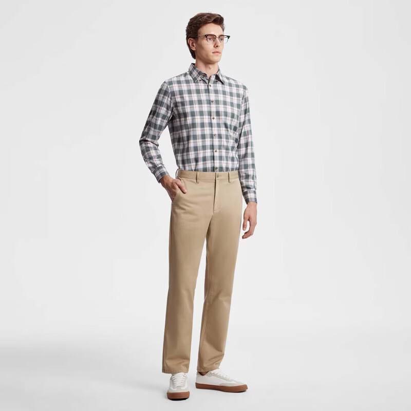 YOUNGOR Мужская клетчатая фланелевая рубашка с длинным рукавом