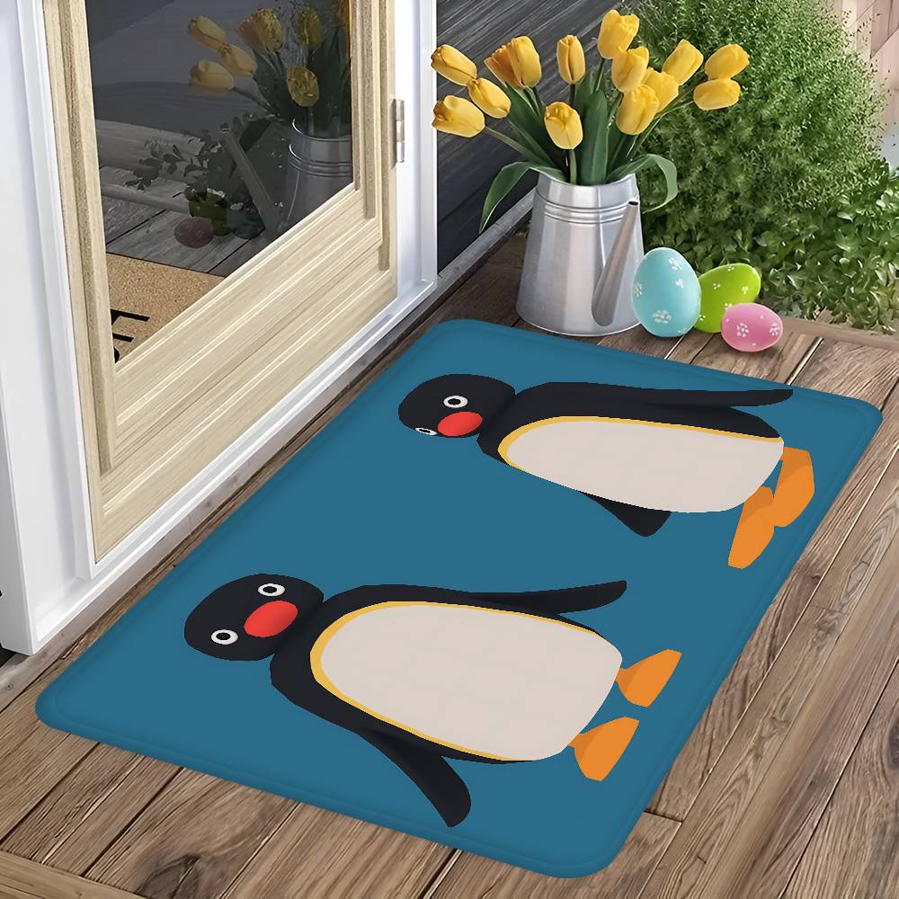 Children Animation P-Pingu Bathroom Mat Anti-slip Absorb Water Long Strip Cushion Bedroon Mat Welcome Doormat