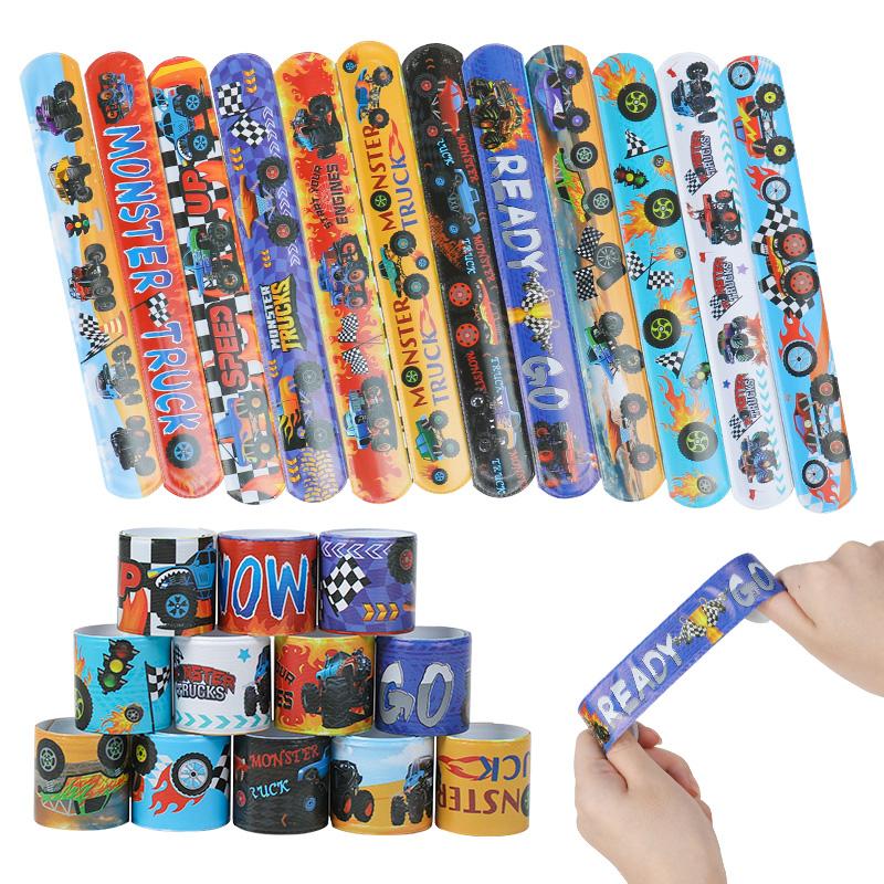 12Pcs Racing Car Themed Slap Bracelets Kids Birthday Party Favors Pinata Filler Guests Gift Sport Party Supplies Christmas Decor