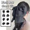 French Style Shiny Rhinestone Hair Claw Elegant Women Sequin Hairgrips Black Bow Shark Clip  Party